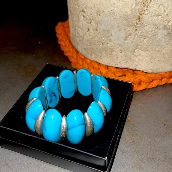 Turquoise chunky stretch bracelet - Picture 2 of 4